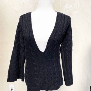 Lambs wool Cable Knot Deep V Sweater